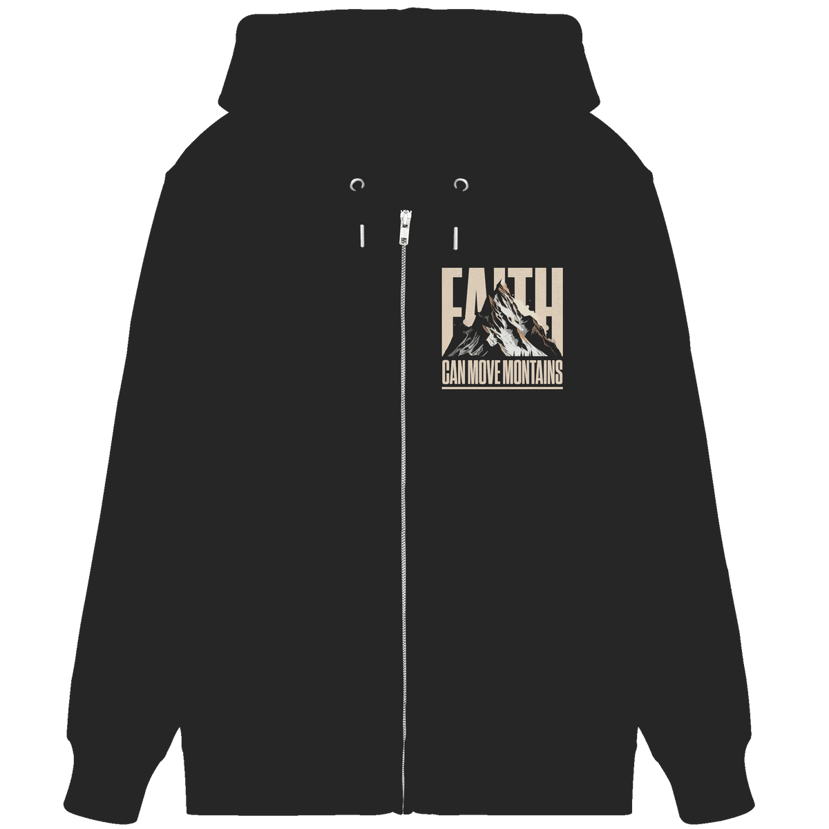 Faith Can Move Mountains – Glaube, der Grenzen überwindet | Christliche Kleidung - Organic Zipper - Jacken/ Zipper - Black - GfoitMa