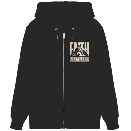 Faith Can Move Mountains – Glaube, der Grenzen überwindet | Christliche Kleidung - Organic Zipper - Jacken/ Zipper - Black - GfoitMa