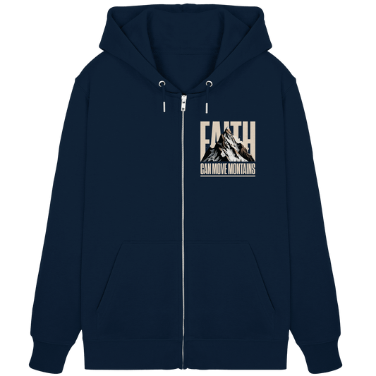 Faith Can Move Mountains – Glaube, der Grenzen überwindet | Christliche Kleidung - Organic Zipper - Jacken/ Zipper - French Navy - GfoitMa