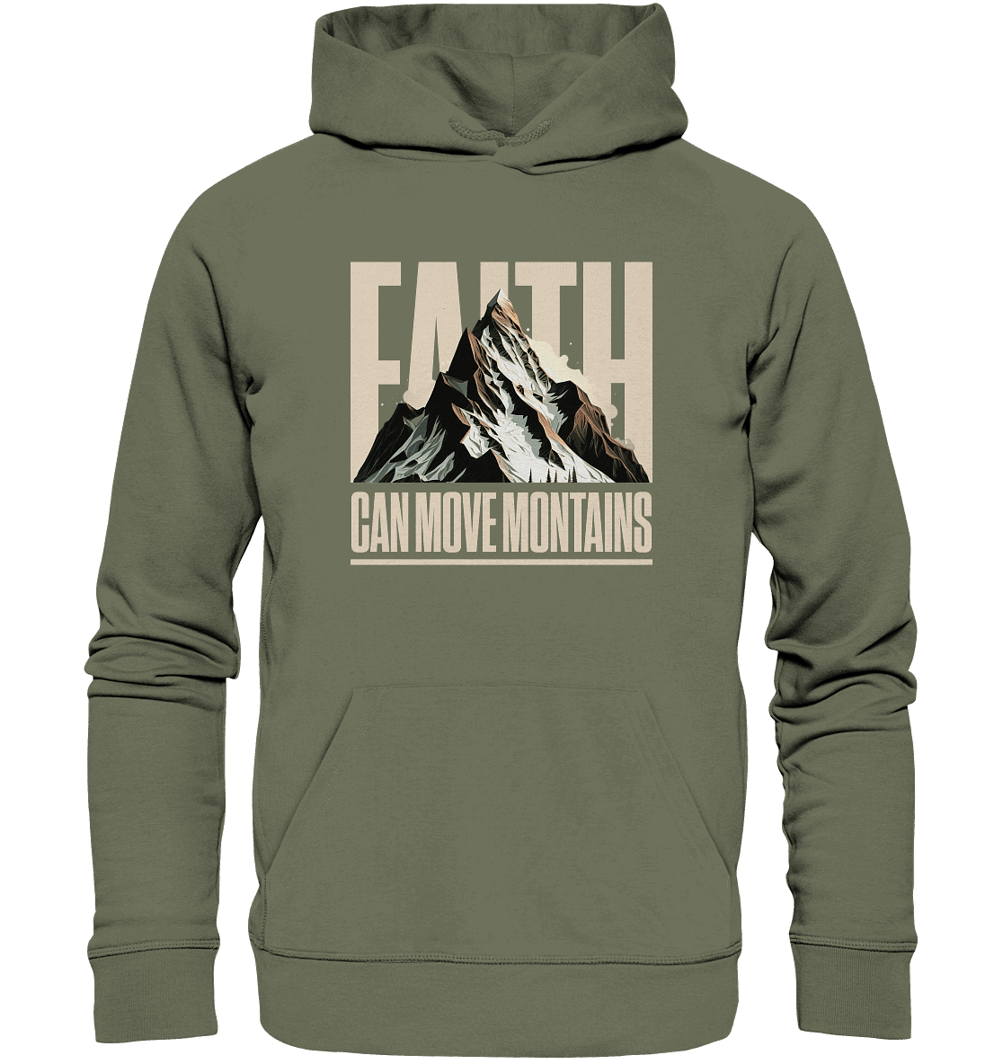 Faith Can Move Mountains – Glaube, der Grenzen überwindet | Christliche Kleidung - Premium Unisex Hoodie - Hoodies - Classic Olive - GfoitMa