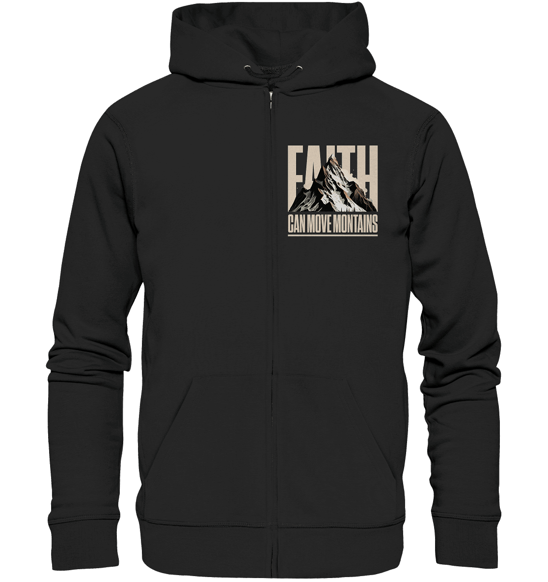Faith Can Move Mountains – Glaube, der Grenzen überwindet | Christliche Kleidung - Zipper - Jacken/ Zipper - Black Pure - GfoitMa