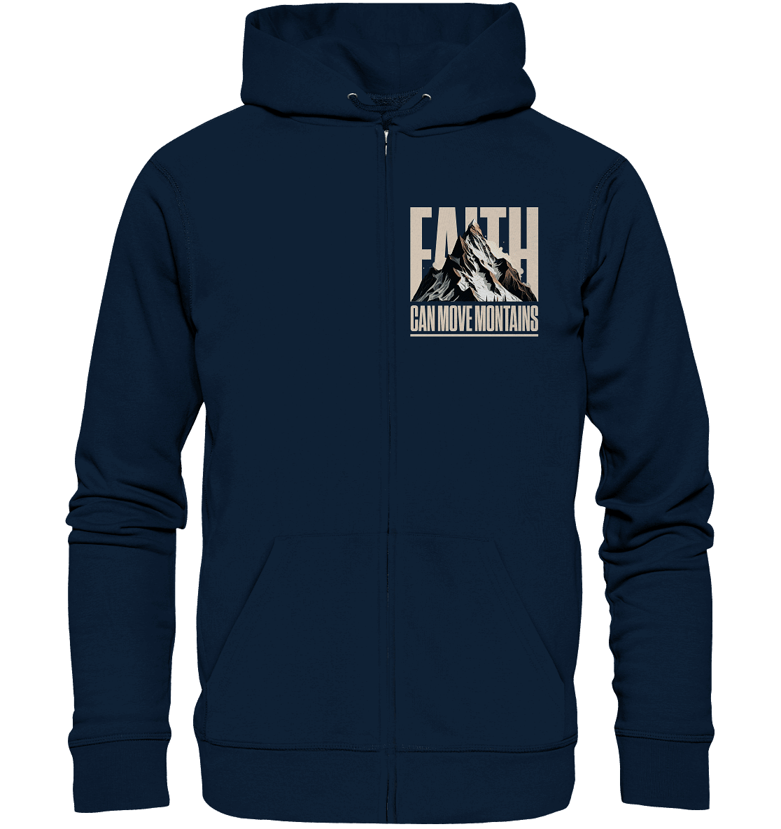 Faith Can Move Mountains – Glaube, der Grenzen überwindet | Christliche Kleidung - Zipper - Jacken/ Zipper - Navy - GfoitMa