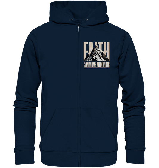 Faith Can Move Mountains – Glaube, der Grenzen überwindet | Christliche Kleidung - Zipper - Jacken/ Zipper - Navy - GfoitMa