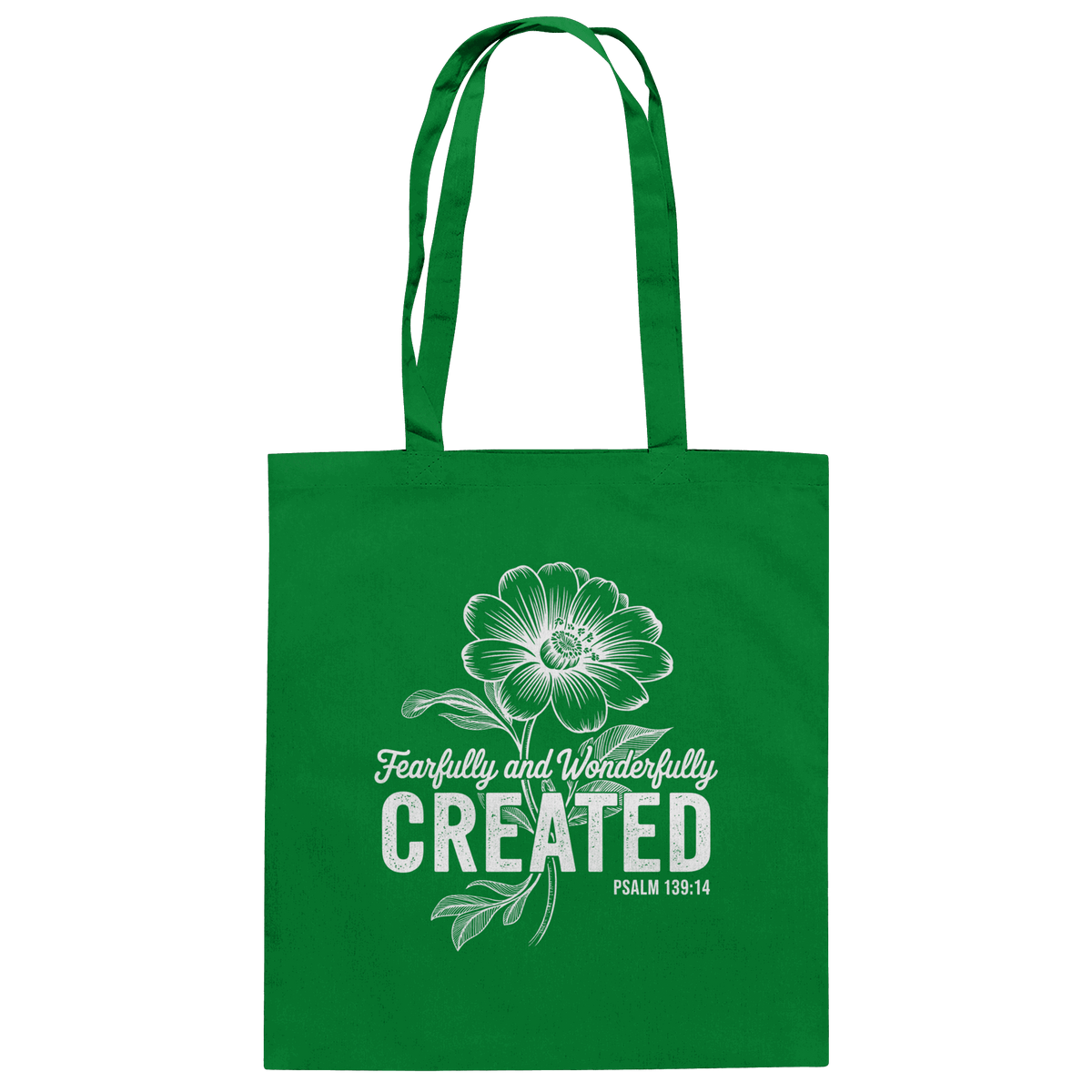 Fearfully and Wonderfully Created – Floral Grace Design - Baumwolltasche - Taschen - Kelly Green - GfoitMa