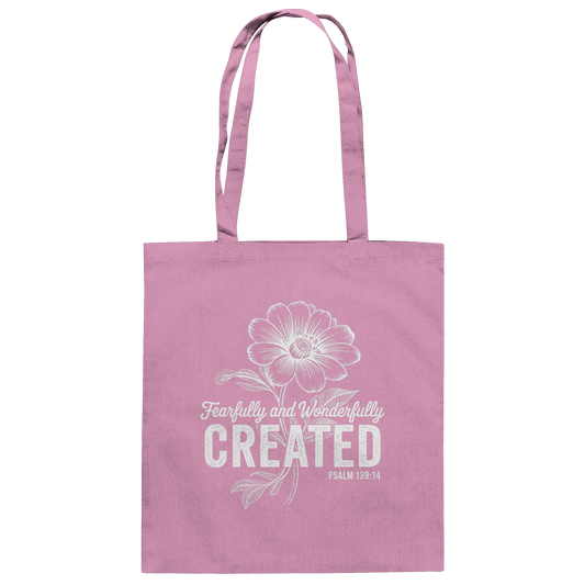 Fearfully and Wonderfully Created – Floral Grace Design - Baumwolltasche - Taschen - Classic Pink - GfoitMa