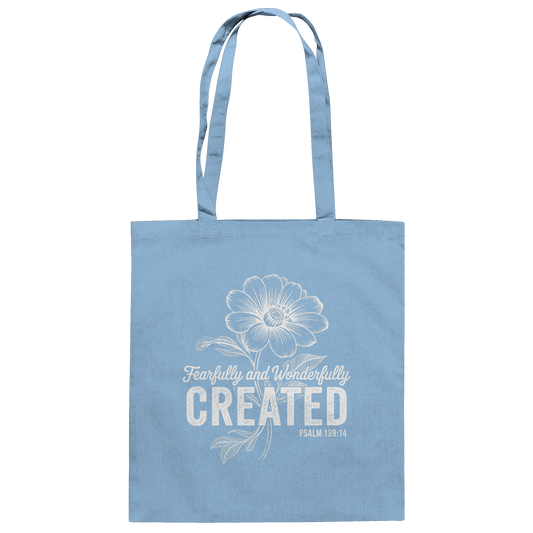 Fearfully and Wonderfully Created – Floral Grace Design - Baumwolltasche - Taschen - Sky Blue - GfoitMa