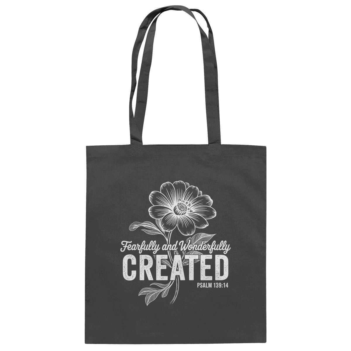 Fearfully and Wonderfully Created – Floral Grace Design - Baumwolltasche - Taschen - Graphite Grey - GfoitMa