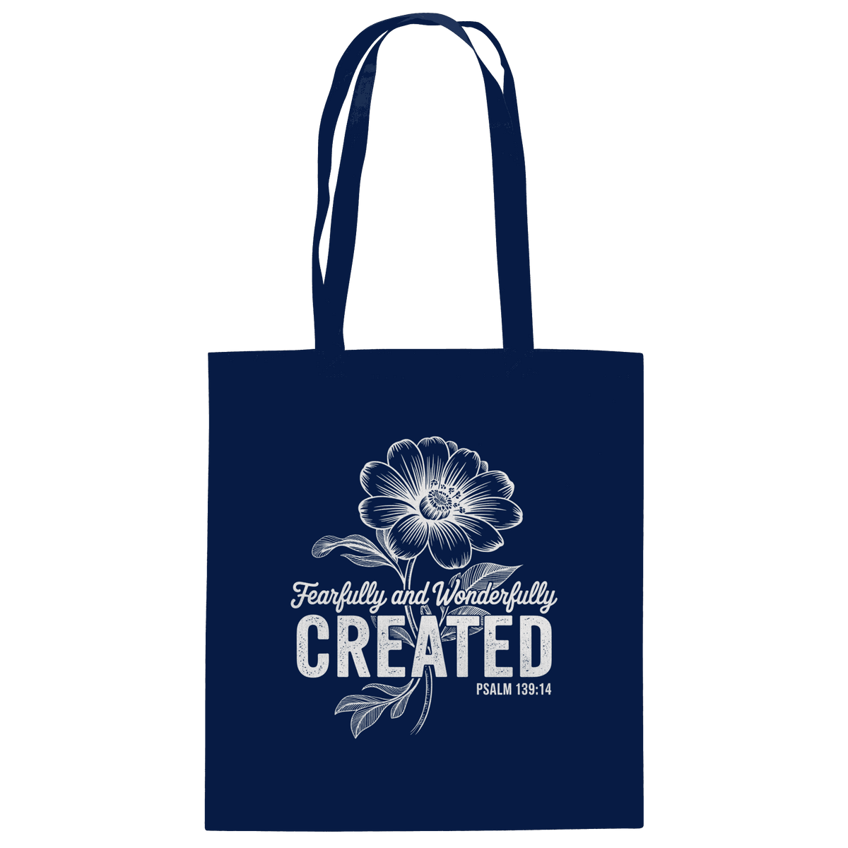 Fearfully and Wonderfully Created – Floral Grace Design - Baumwolltasche - Taschen - French Navy - GfoitMa