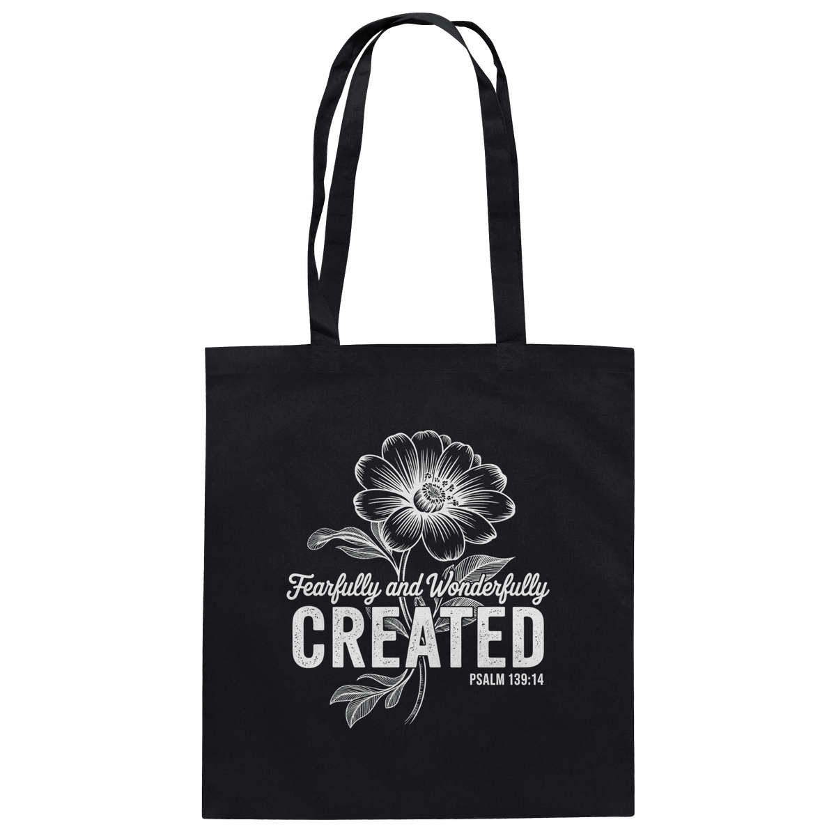 Fearfully and Wonderfully Created – Floral Grace Design - Baumwolltasche - Taschen - Black - GfoitMa