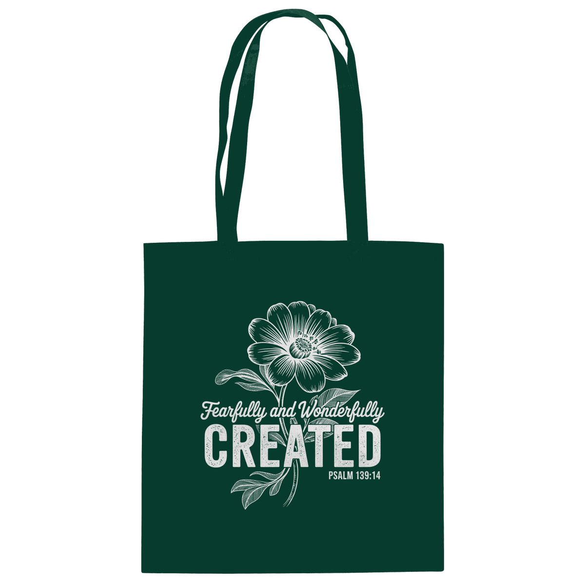 Fearfully and Wonderfully Created – Floral Grace Design - Baumwolltasche - Taschen - Bottle Green - GfoitMa