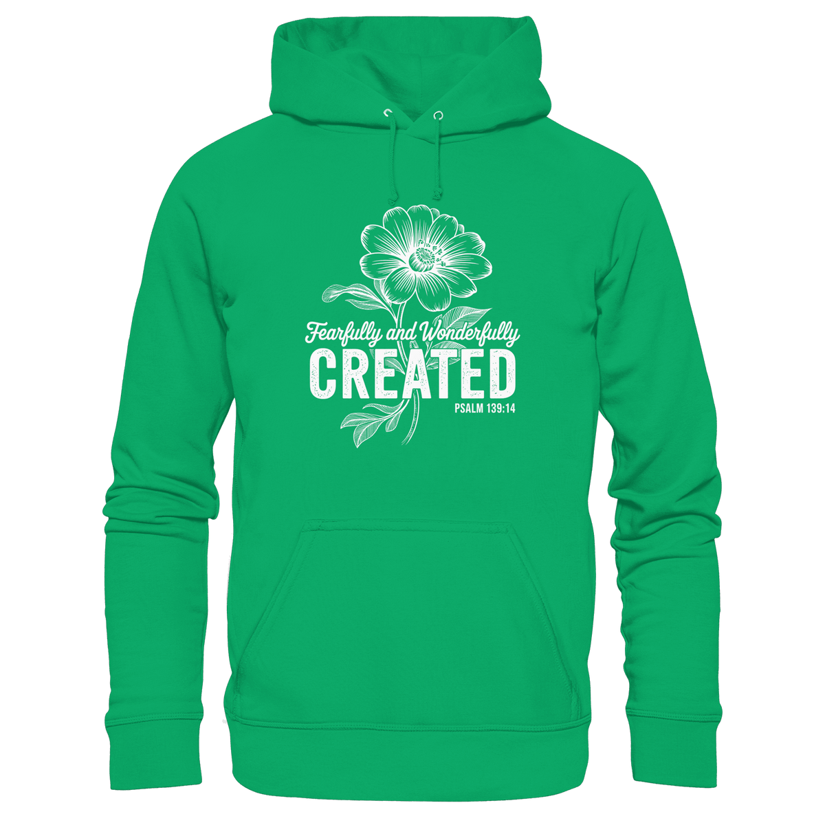Fearfully and Wonderfully Created – Floral Grace Design - Kids Premium Hoodie - Kids & Babys - Kelly Green - GfoitMa