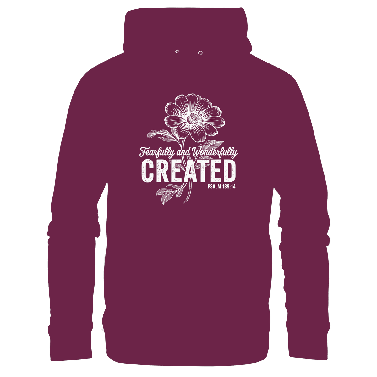 Fearfully and Wonderfully Created – Floral Grace Design - Kids Premium Hoodie - Kids & Babys - Burgund - GfoitMa