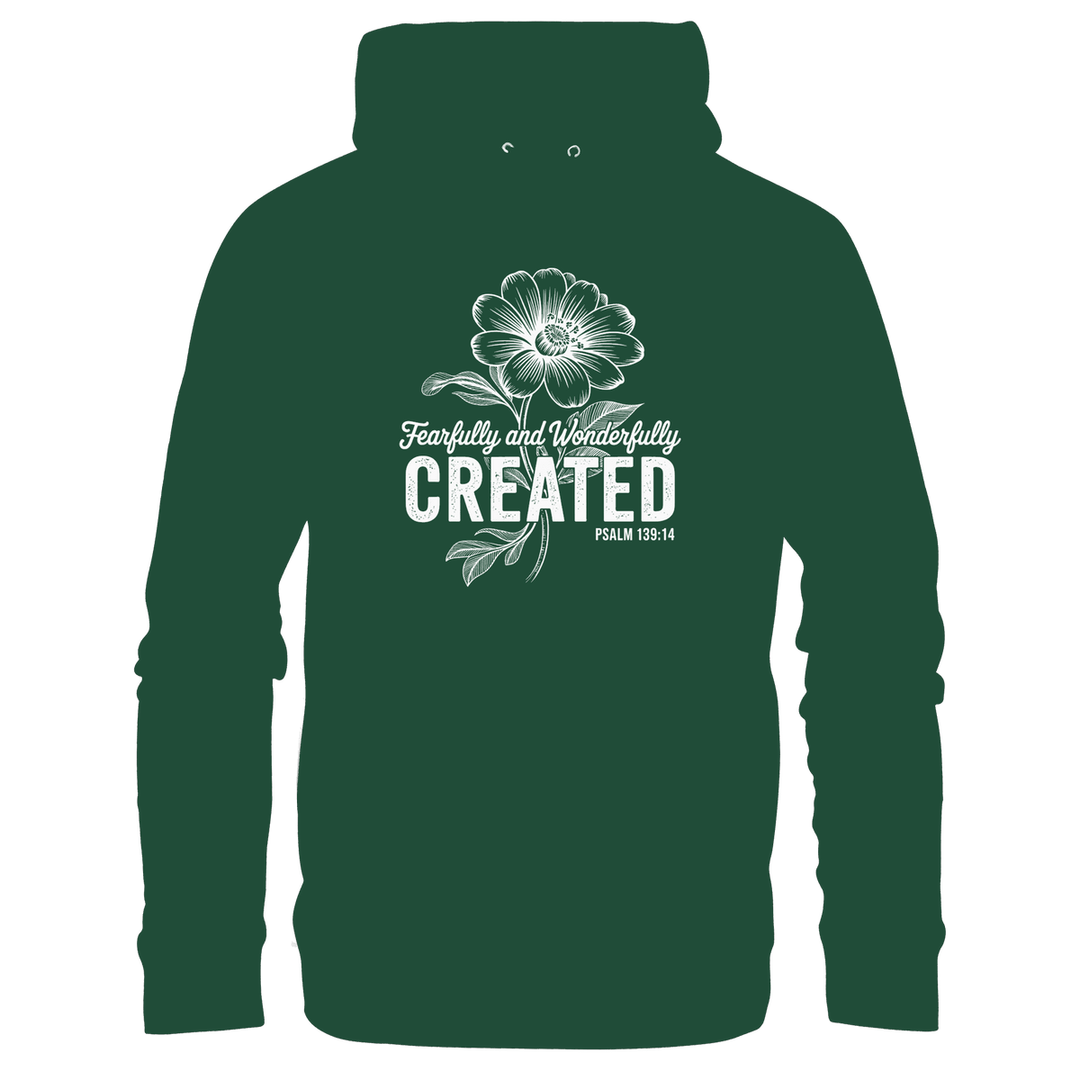 Fearfully and Wonderfully Created – Floral Grace Design - Kids Premium Hoodie - Kids & Babys - Bottlegreen - GfoitMa