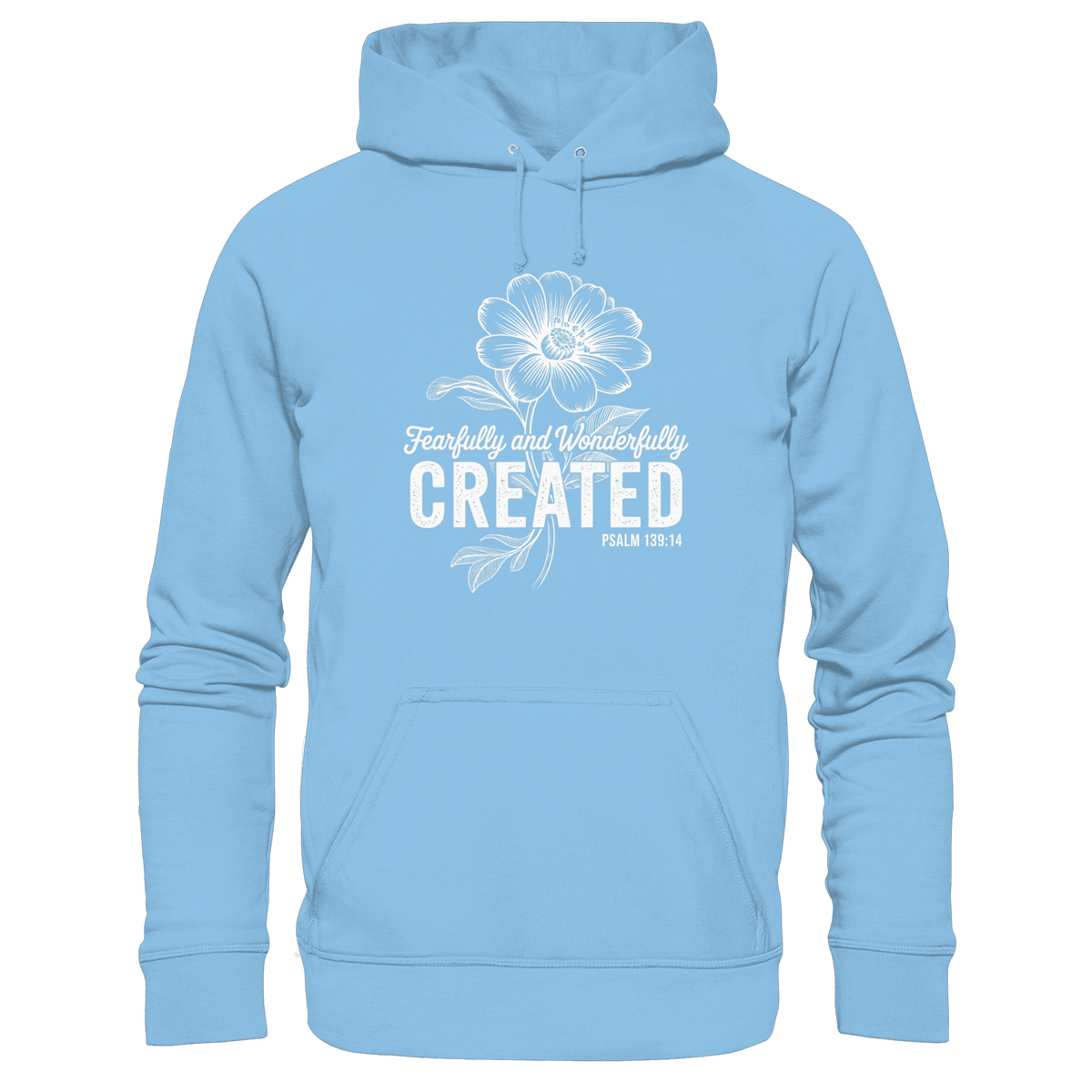 Fearfully and Wonderfully Created – Floral Grace Design - Kids Premium Hoodie - Kids & Babys - Sky Blue - GfoitMa