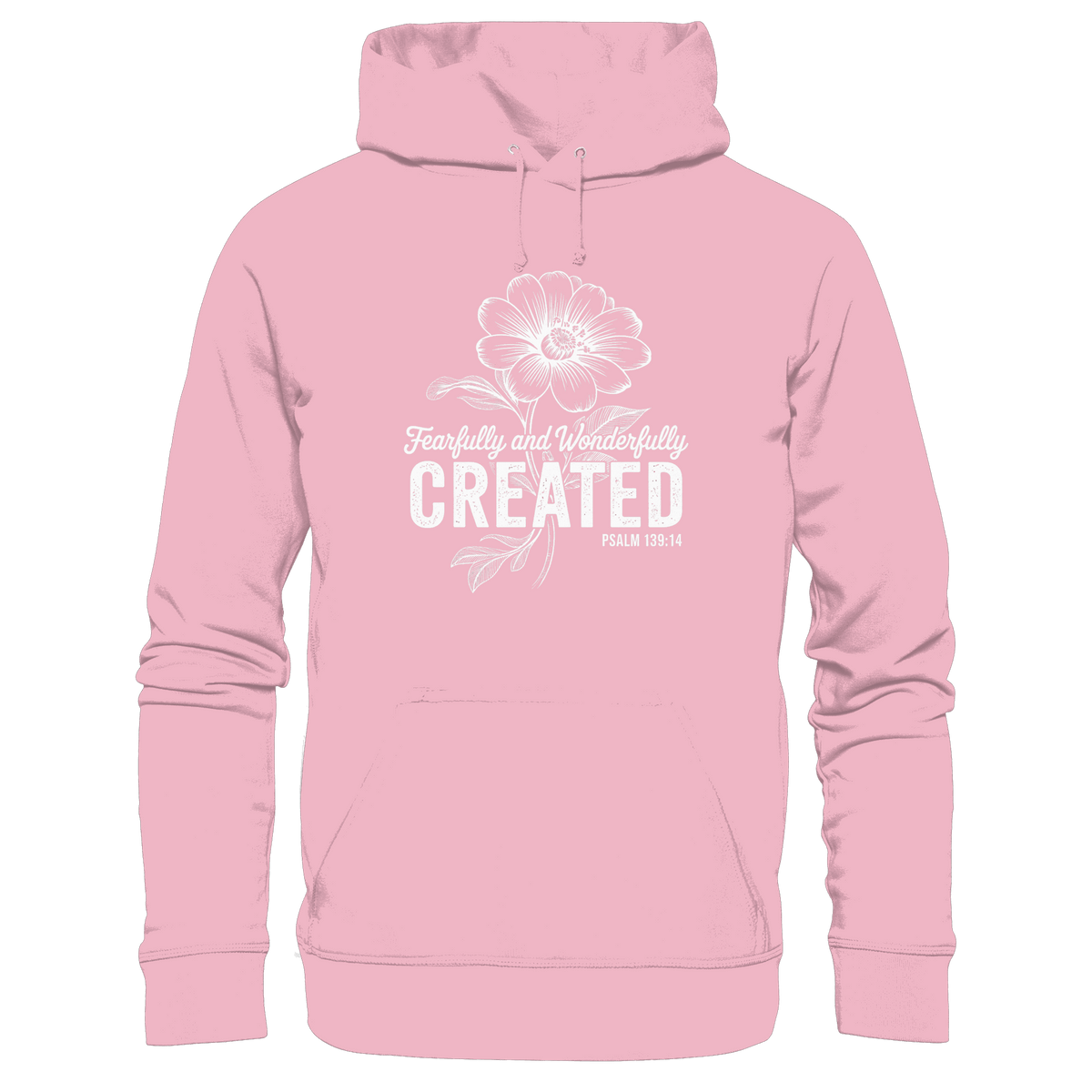 Fearfully and Wonderfully Created – Floral Grace Design - Kids Premium Hoodie - Kids & Babys - Light Pink - GfoitMa