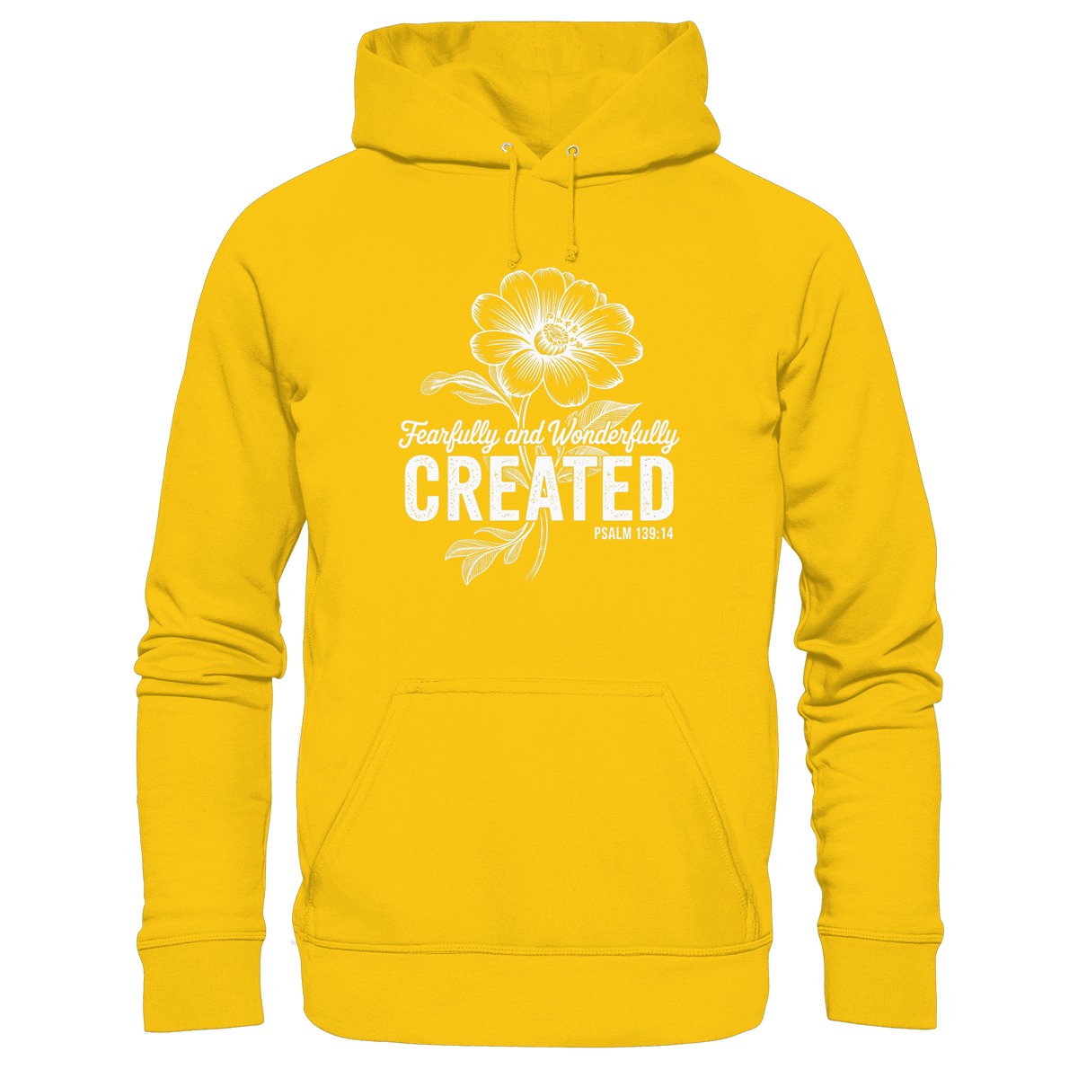 Fearfully and Wonderfully Created – Floral Grace Design - Kids Premium Hoodie - Kids & Babys - Sunflower - GfoitMa