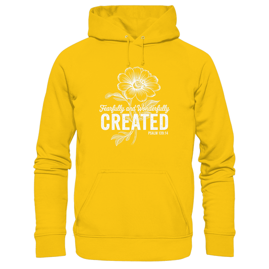 Fearfully and Wonderfully Created – Floral Grace Design - Kids Premium Hoodie - Kids & Babys - Sunflower - GfoitMa