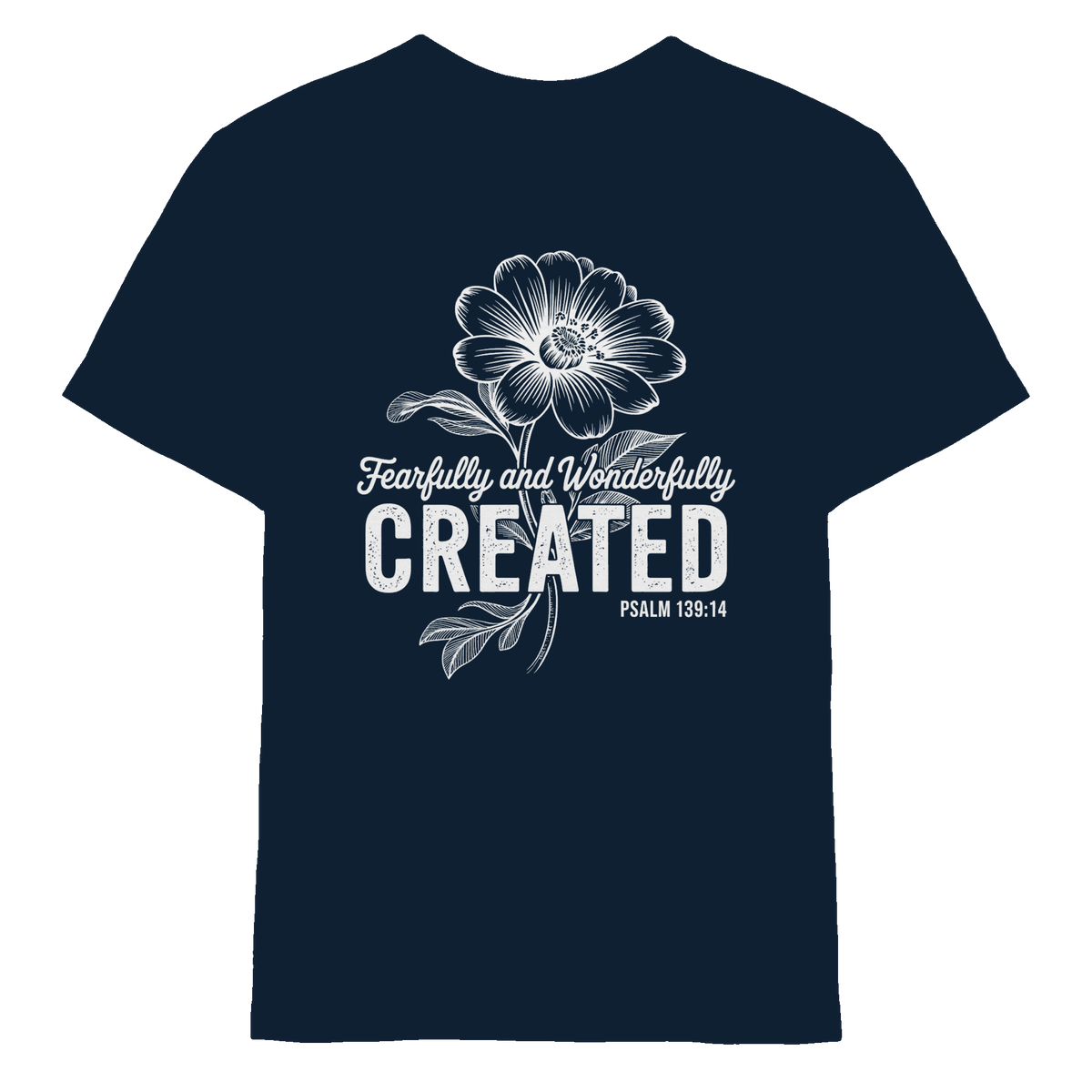 Fearfully and Wonderfully Created – Floral Grace Design - Kids Premium Shirt - Kids & Babys - Navy - GfoitMa
