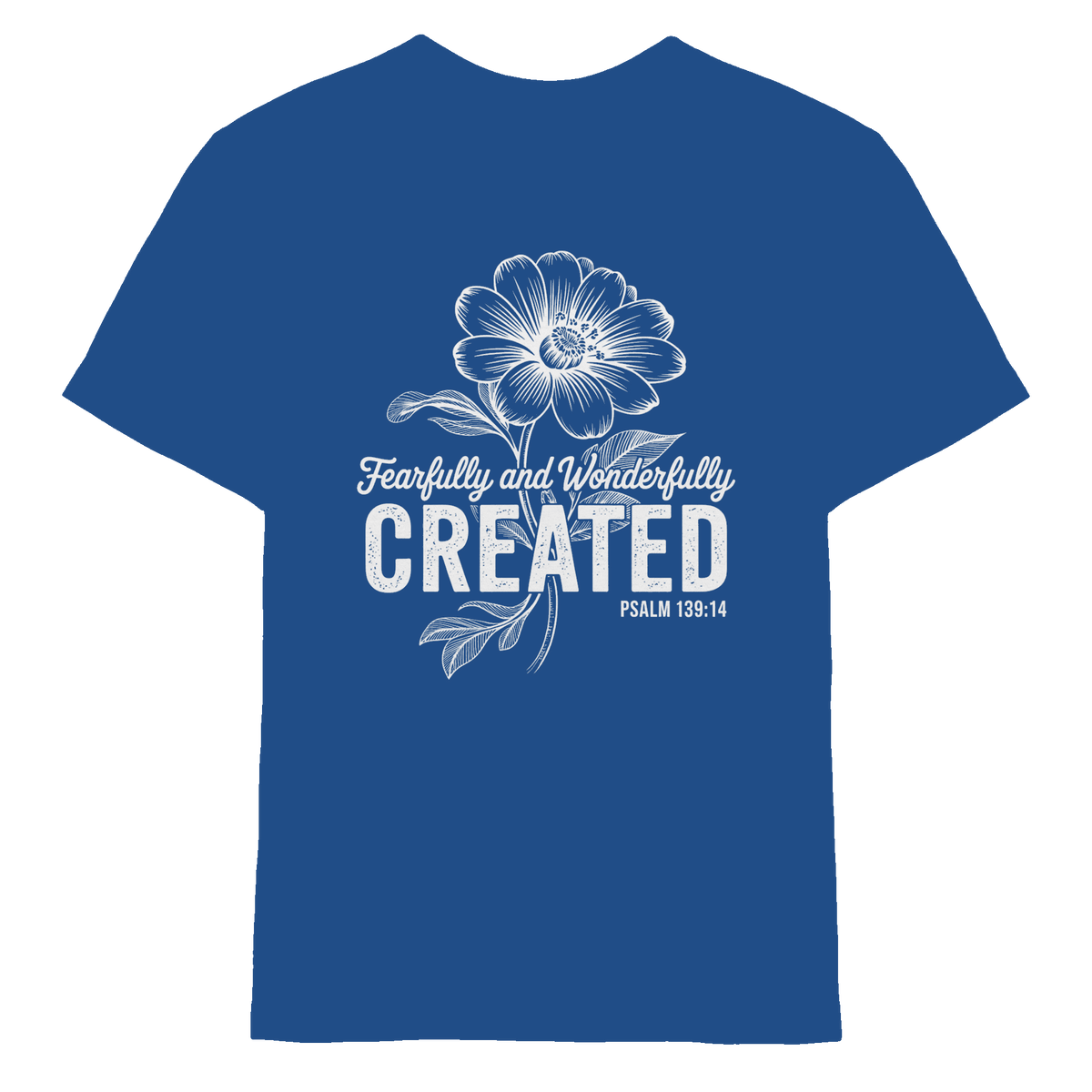 Fearfully and Wonderfully Created – Floral Grace Design - Kids Premium Shirt - Kids & Babys - Royal Blue - GfoitMa