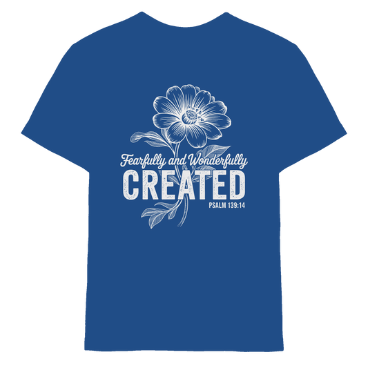 Fearfully and Wonderfully Created – Floral Grace Design - Kids Premium Shirt - Kids & Babys - Royal Blue - GfoitMa