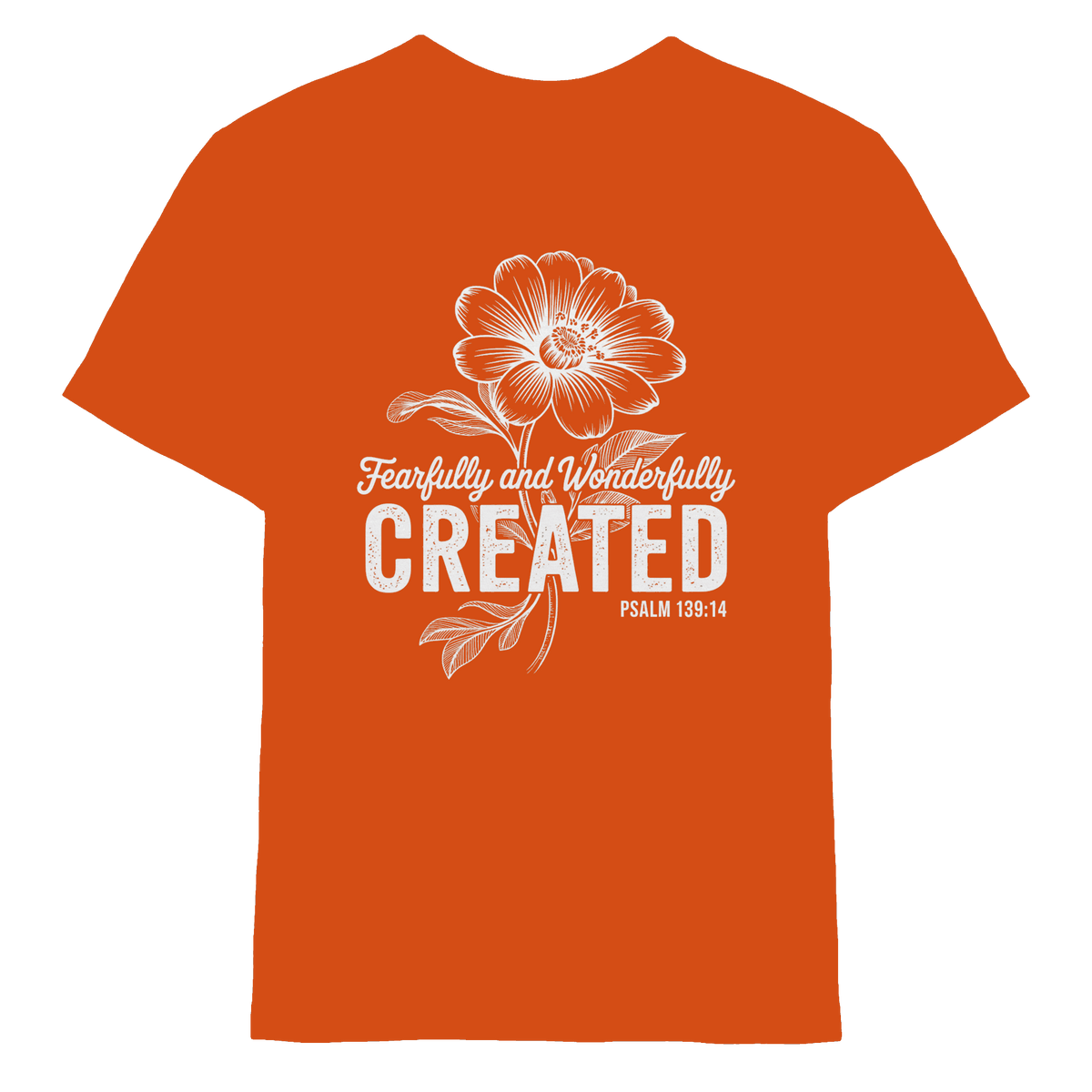 Fearfully and Wonderfully Created – Floral Grace Design - Kids Premium Shirt - Kids & Babys - Orange - GfoitMa