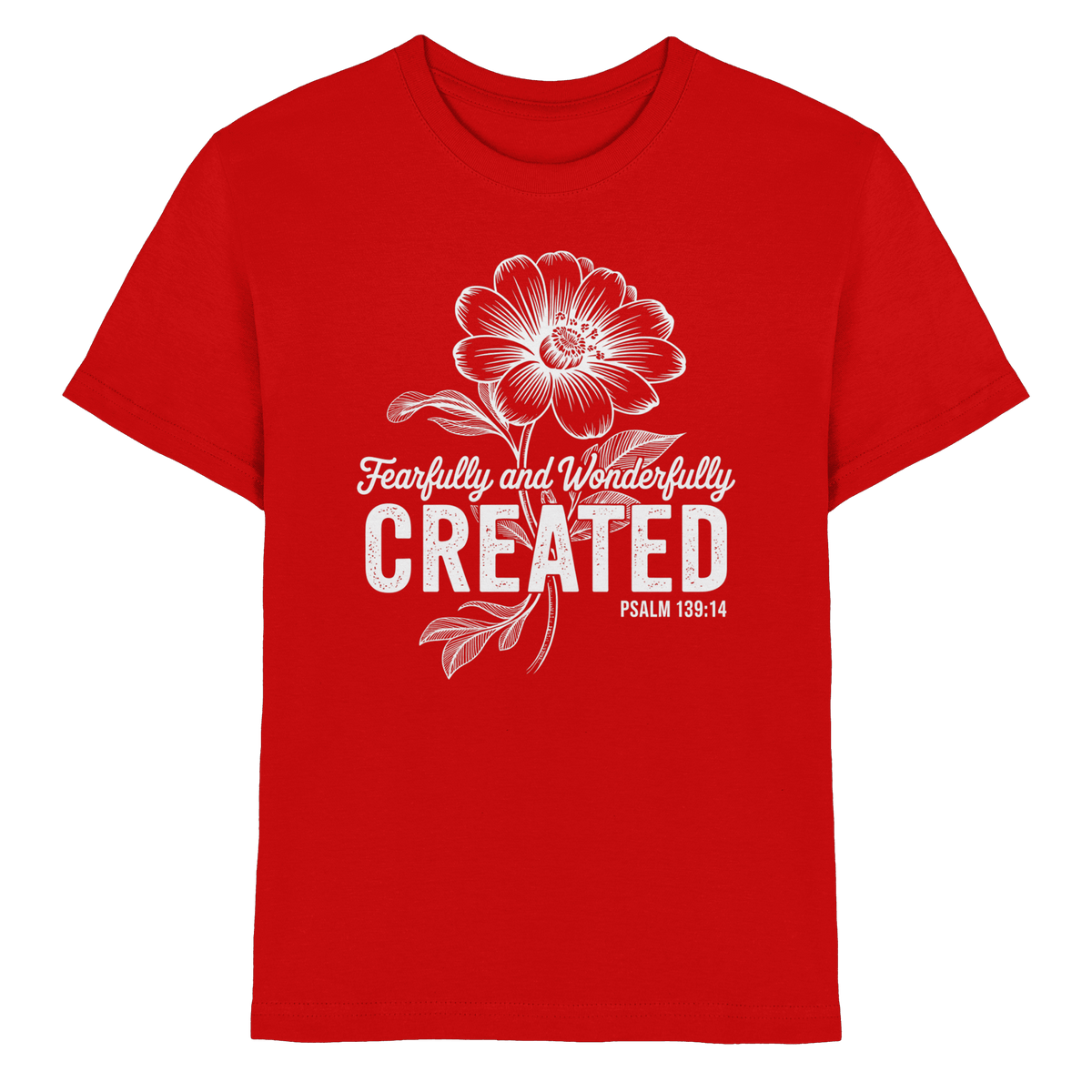Fearfully and Wonderfully Created – Floral Grace Design - Kids Premium Shirt - Kids & Babys - Red - GfoitMa