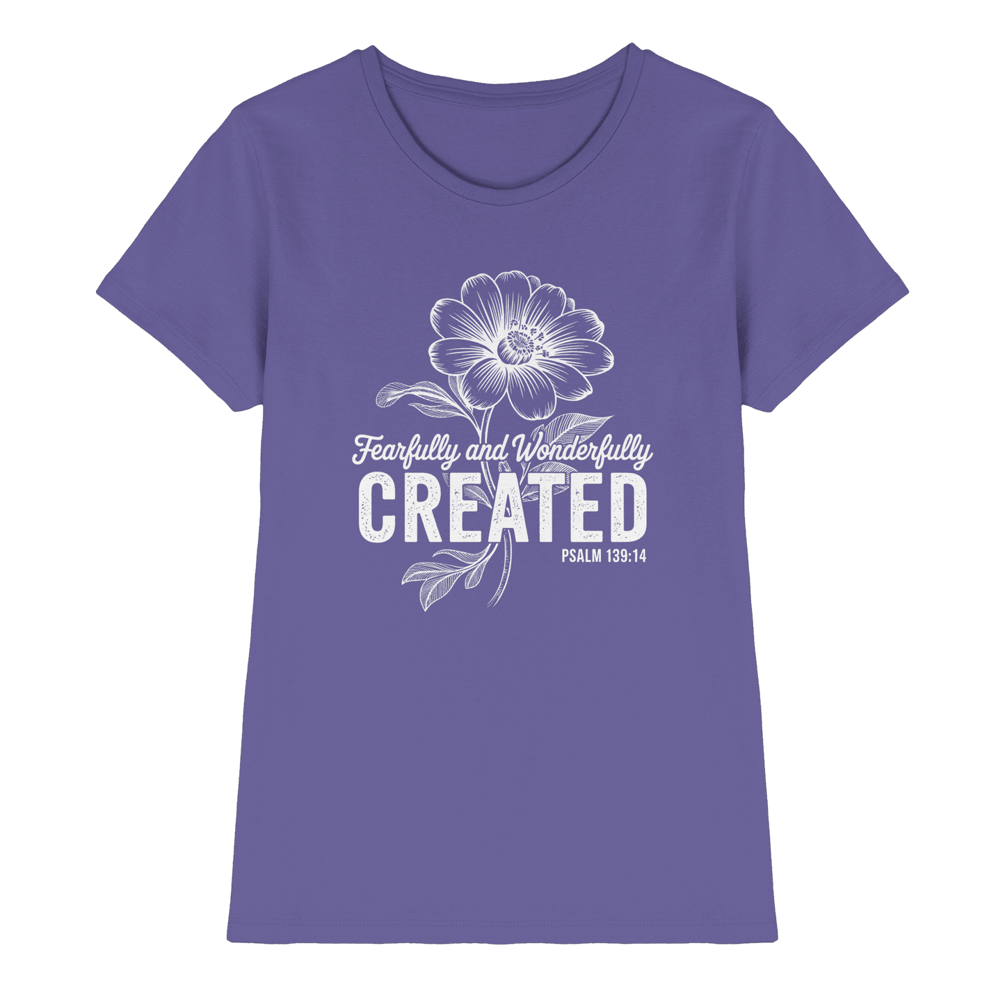 Fearfully and Wonderfully Created – Floral Grace Design - Ladies Premium Shirt - Lady-Shirts - Millenial Lilac - GfoitMa