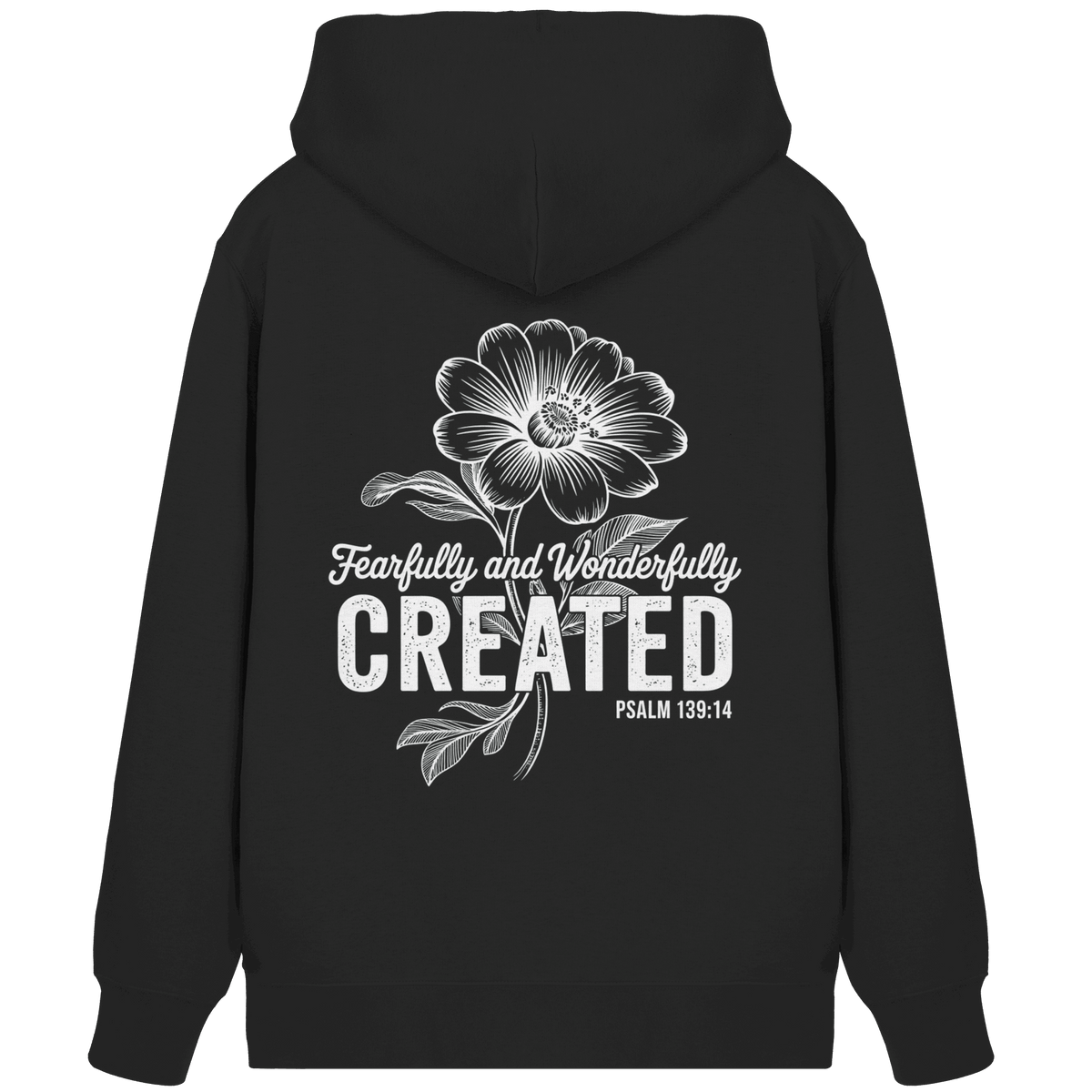 Fearfully and Wonderfully Created – Floral Grace Design - Organic Zipper - Jacken/ Zipper - Black - GfoitMa