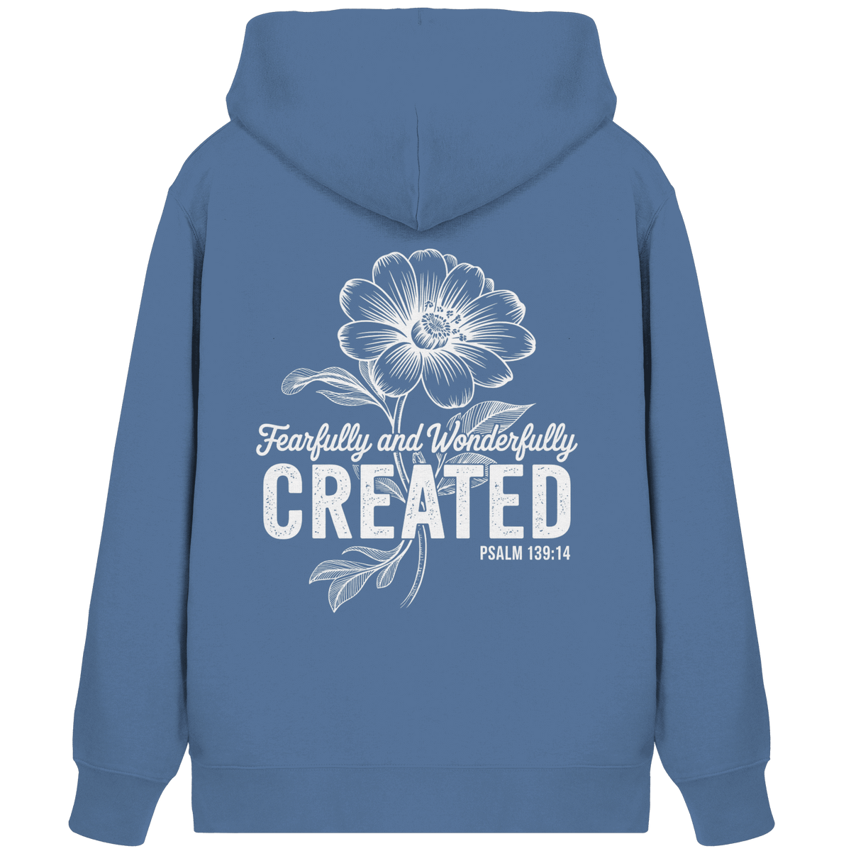 Fearfully and Wonderfully Created – Floral Grace Design - Organic Zipper - Jacken/ Zipper - Bright Blue - GfoitMa
