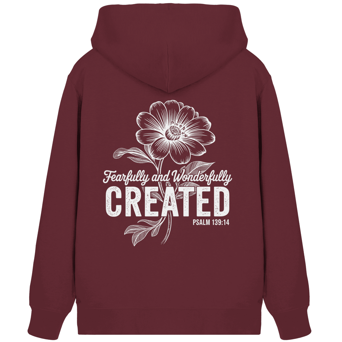 Fearfully and Wonderfully Created – Floral Grace Design - Organic Zipper - Jacken/ Zipper - Burgundy - GfoitMa