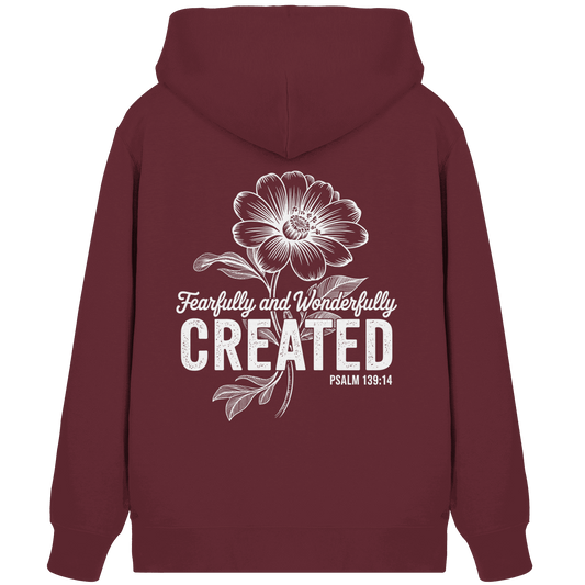 Fearfully and Wonderfully Created – Floral Grace Design - Organic Zipper - Jacken/ Zipper - Burgundy - GfoitMa