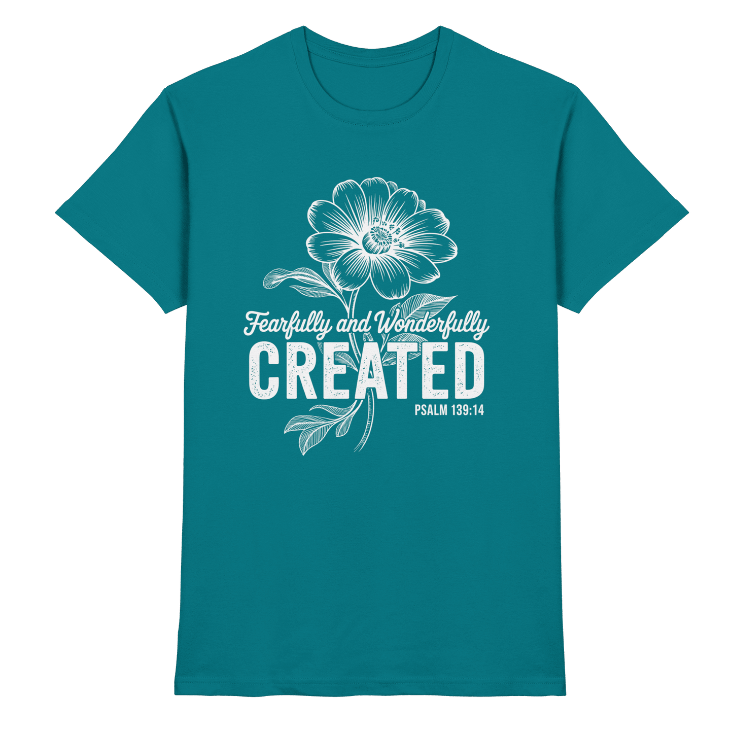 Fearfully and Wonderfully Created – Floral Grace Design - Premium Shirt - Unisex-Shirts - Diva Blue - GfoitMa
