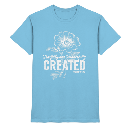 Fearfully and Wonderfully Created – Floral Grace Design - Premium Shirt - Unisex-Shirts - Sky Blue - GfoitMa