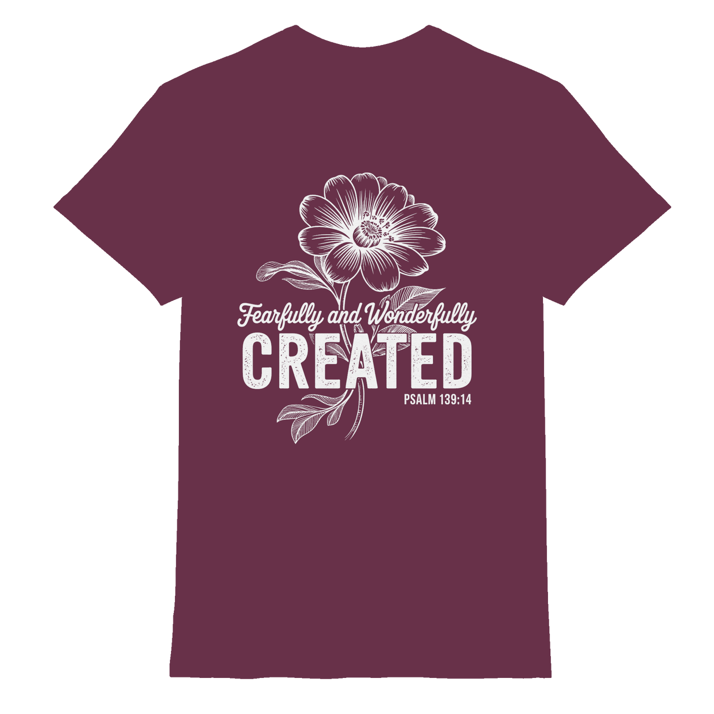 Fearfully and Wonderfully Created – Floral Grace Design - Premium Shirt - Unisex-Shirts - Burgundy - GfoitMa