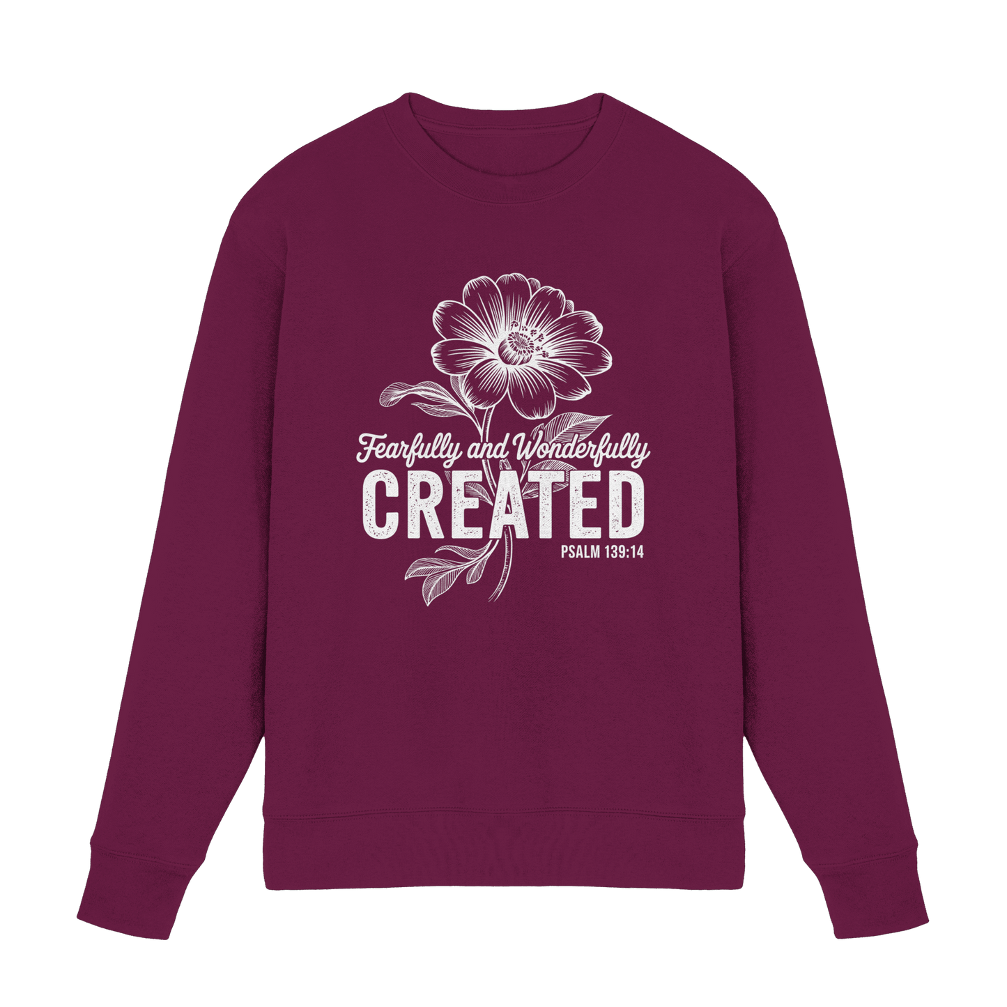 Fearfully and Wonderfully Created – Floral Grace Design - Premium Sweatshirt - Sweatshirts - Burgund - GfoitMa