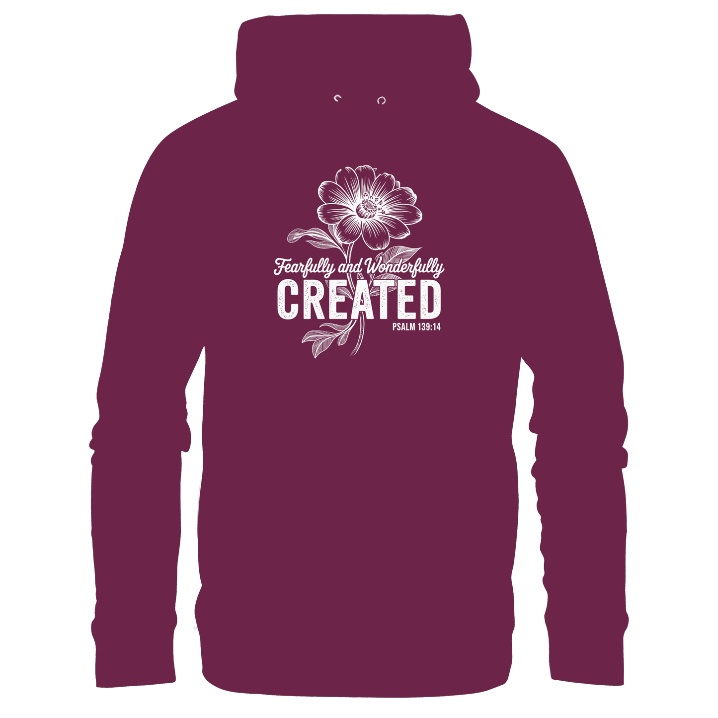 Fearfully and Wonderfully Created – Floral Grace Design - Premium Unisex Hoodie - Hoodies - Burgund - GfoitMa