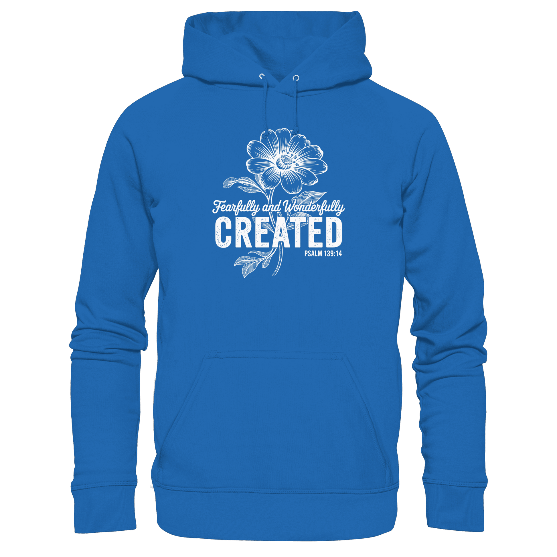Fearfully and Wonderfully Created – Floral Grace Design - Premium Unisex Hoodie - Hoodies - Royal Blau - GfoitMa