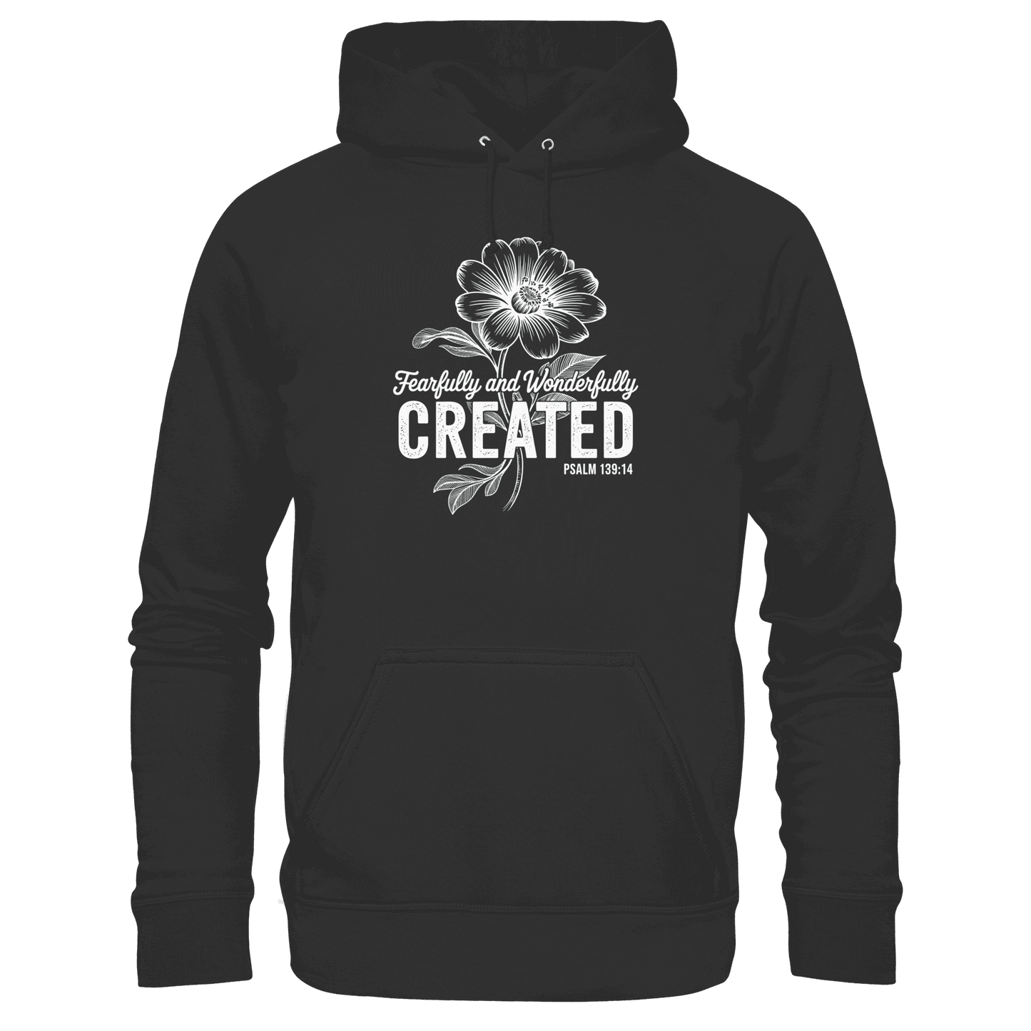 Fearfully and Wonderfully Created – Floral Grace Design - Premium Unisex Hoodie - Hoodies - Black - GfoitMa