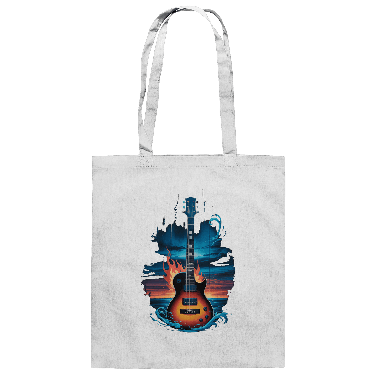Fire & Water Guitar – Künstlerisches Gitarren Design für Musiker & Worshipper - Baumwolltasche - Taschen - White - GfoitMa