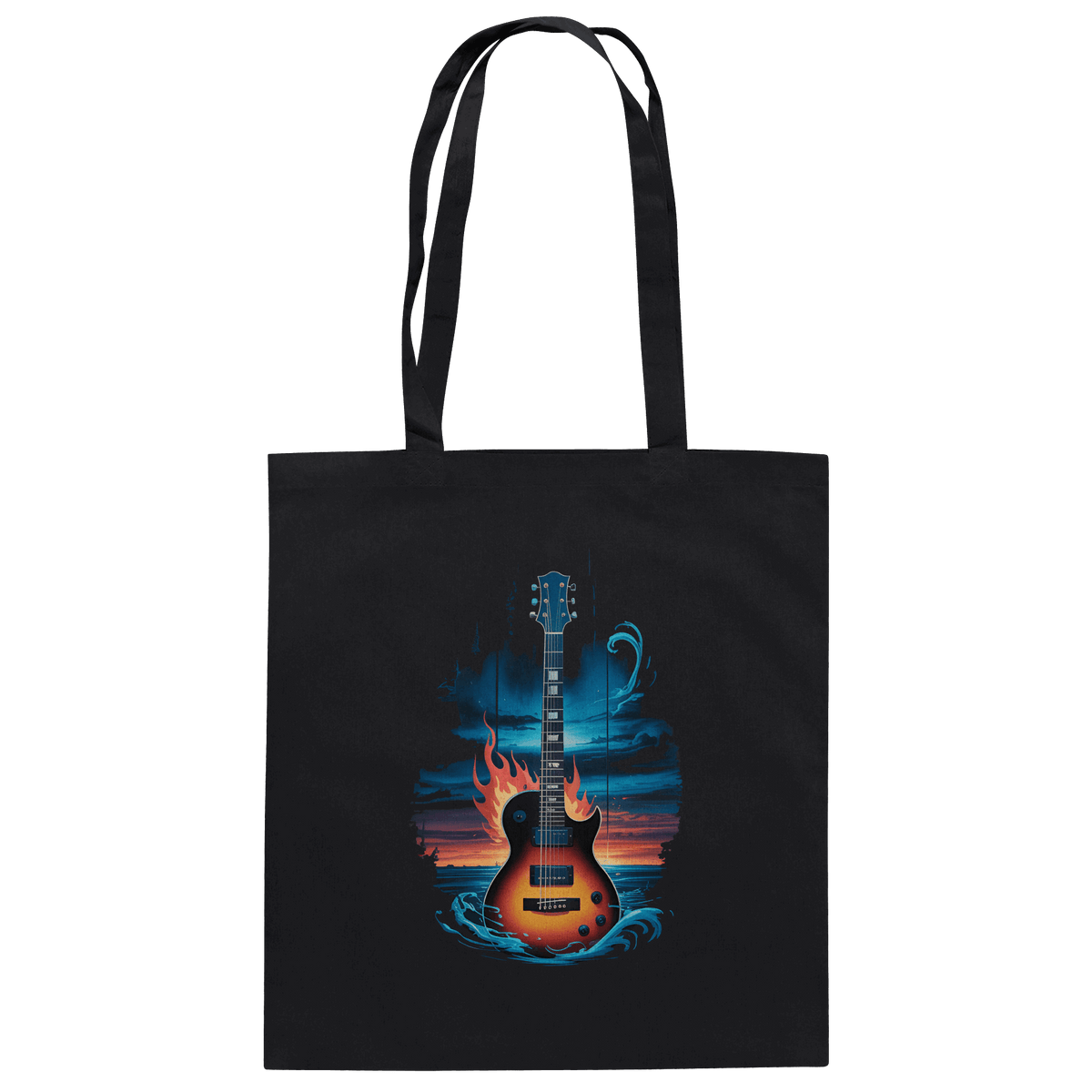 Fire & Water Guitar – Künstlerisches Gitarren Design für Musiker & Worshipper - Baumwolltasche - Taschen - Black - GfoitMa