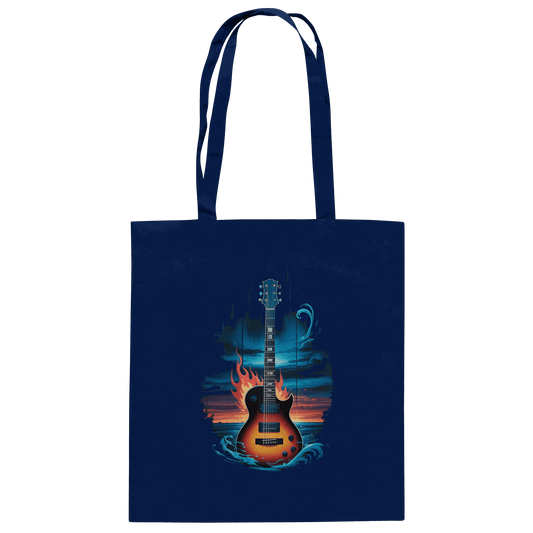 Fire & Water Guitar – Künstlerisches Gitarren Design für Musiker & Worshipper - Baumwolltasche - Taschen - French Navy - GfoitMa
