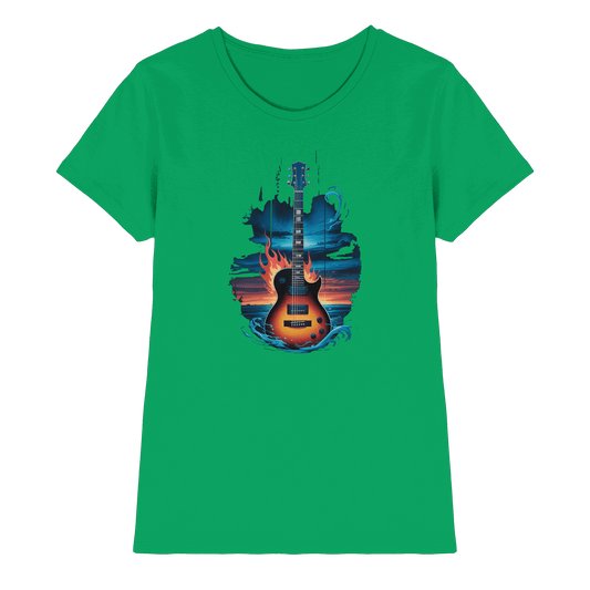 Fire & Water Guitar – Künstlerisches Gitarren Design für Musiker & Worshipper - Ladies Premium Shirt - Lady-Shirts - Kelly Green - GfoitMa