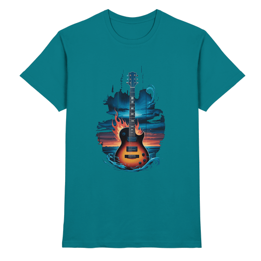 Fire & Water Guitar – Künstlerisches Gitarren Design für Musiker & Worshipper - Premium Shirt - Unisex-Shirts - Diva Blue - GfoitMa