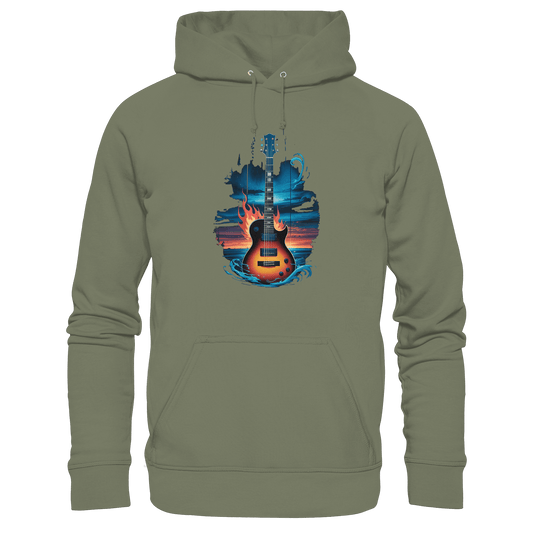 Fire & Water Guitar – Künstlerisches Gitarren Design für Musiker & Worshipper - Premium Unisex Hoodie - Hoodies - Classic Olive - GfoitMa