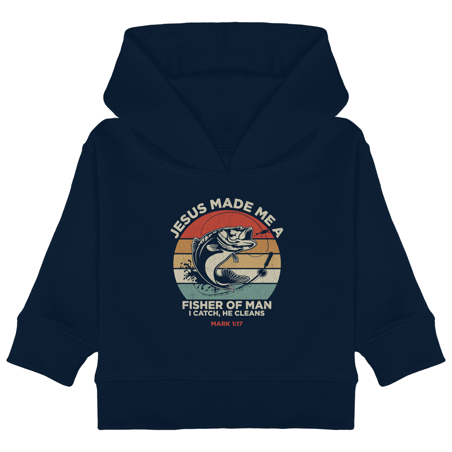 Jesus Made Me a Fisher of Men – I Catch, He Cleans | Christliches Design inspiriert von Matthäus 4:19 - Baby Organic Hoodie