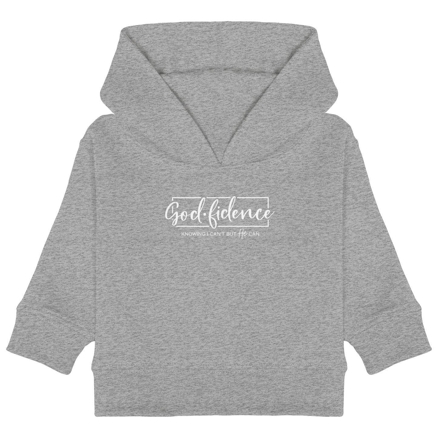 God.fidence – Knowing I can’t but He can | Christliche Kleidung  - Baby Organic Hoodie