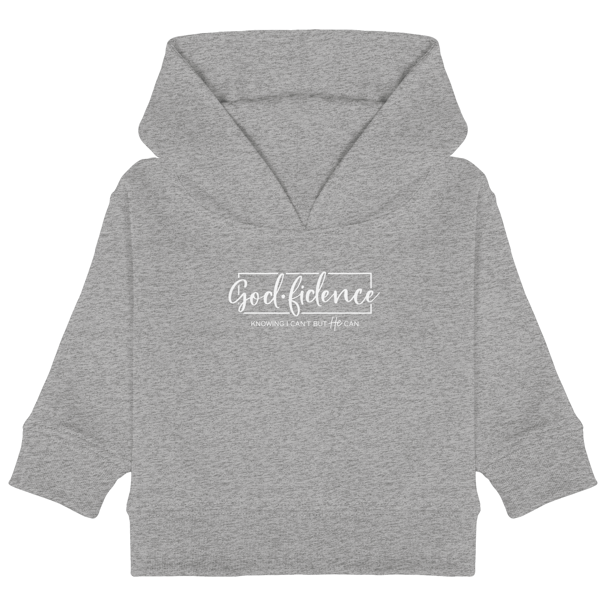 God.fidence – Knowing I can’t but He can | Christliche Kleidung  - Baby Organic Hoodie