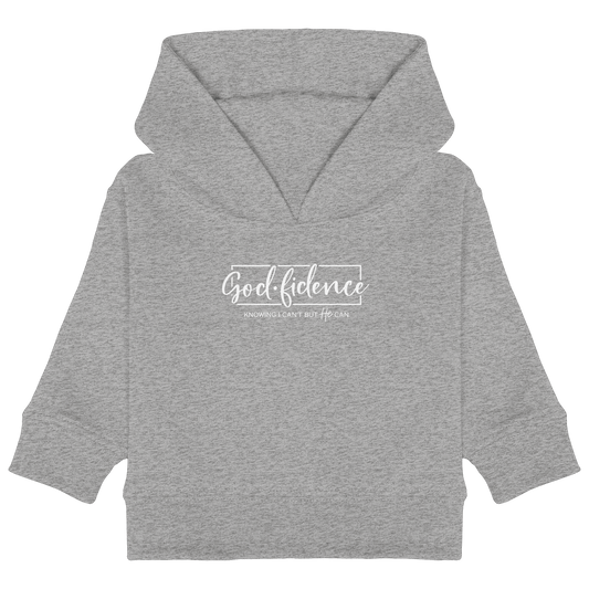 God.fidence – Knowing I can’t but He can | Christliche Kleidung  - Baby Organic Hoodie
