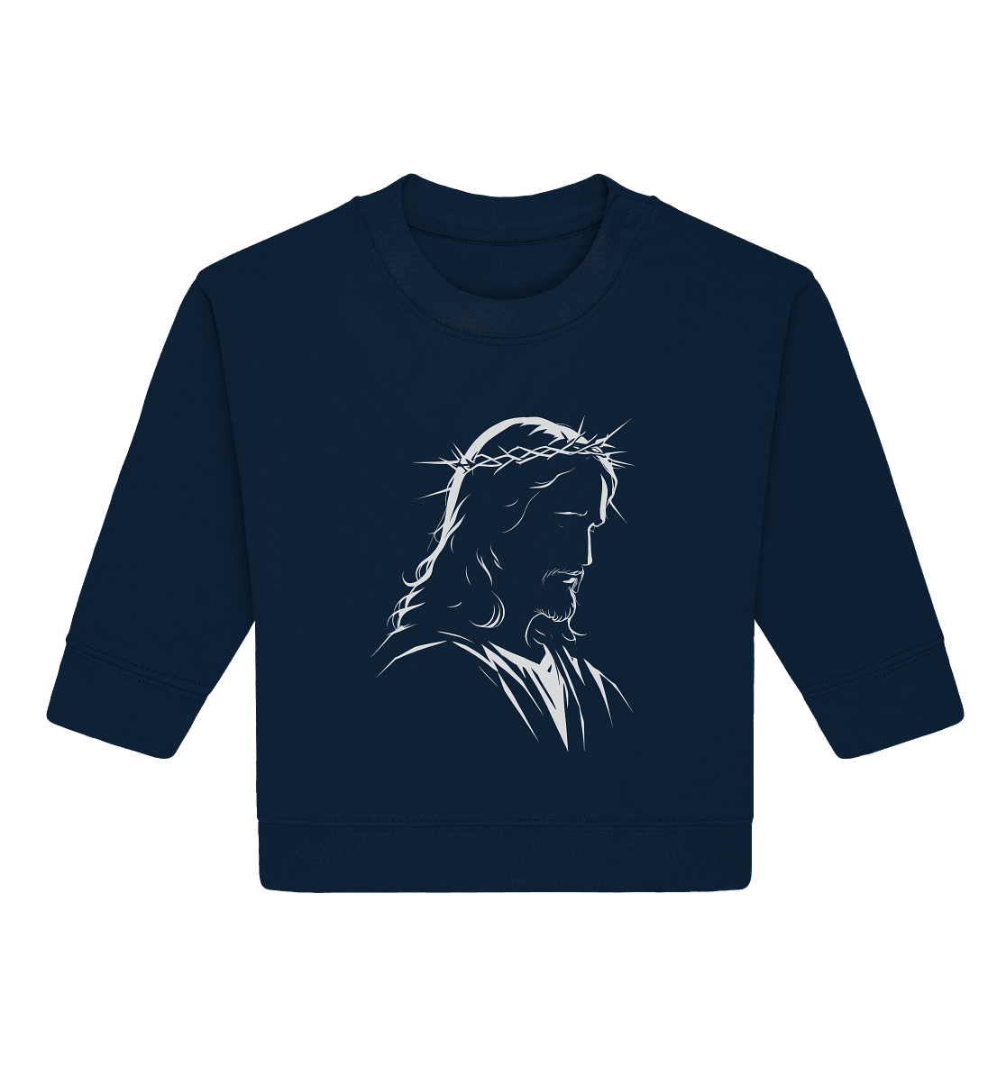 Der Blick des Erlösers – Jesus-Silhouette im Konturdesign | Christliche Kleidung - Baby Organic Sweatshirt