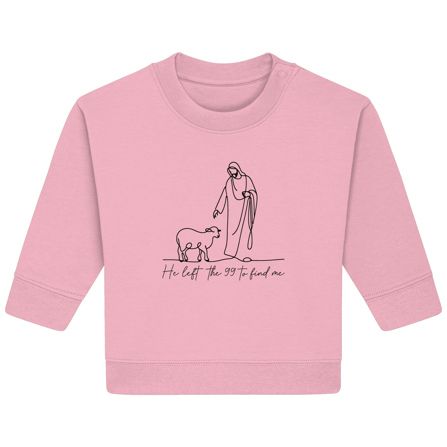 He Left the 99 to Find Me – Kraftvolle Botschaft in minimalistischem Design | Christliche Kleidung - Baby Organic Sweatshirt